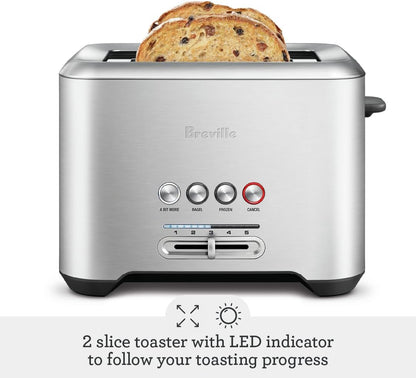 Breville BTA720XL Bit More Toaster, 2 Slice, Brushed Stainless Steel | Toast Bagels and Thick, Artisanal Bread Evenly in Wide Slots | Includes 'A Bit More' and 'Lift & Look' and Defrost Function2