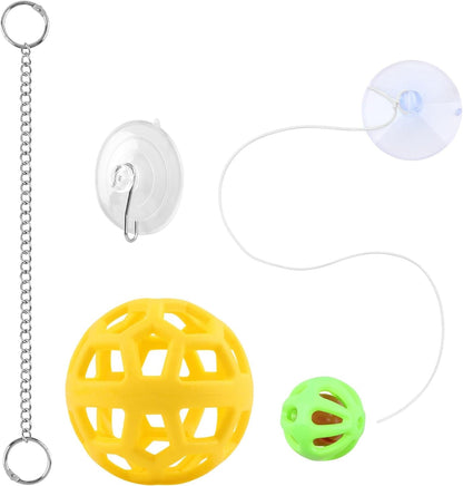 Bearded Dragon Enrichment Toys Feeder Ball Set, Vegetable Feeder Ball & Bell Ball, Exercise Balls Interactive Feed Toys Bells Reptile Tank Accessories for Reptile Lizard Gecko (Yellow)9