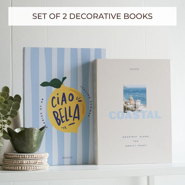 Beautiful Decorative Books - Set of 2 Coastal Boxes for Coffee Table Decor | Aesthetic Fake/Faux Books for Modern Home Decoration - Coastal Room Decor for Bookshelf or Mantel, Photo Storage/Keepsake Box4