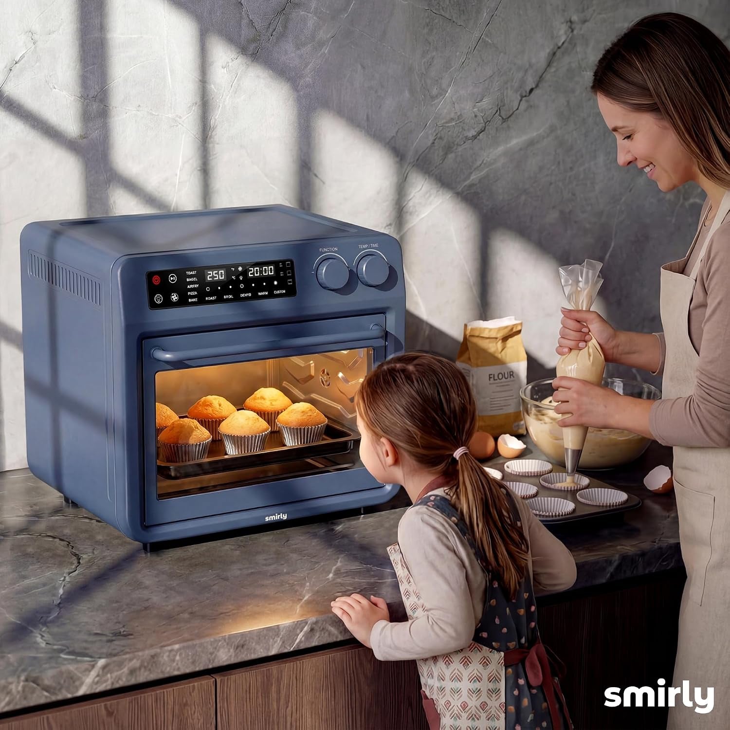 digital-air-fryer-toaster-oven-combo-25l-stainless-steel-blue-convection-countertop-oven-10-in-1-multi-function-fits-12-pizza-6-slices-of-toast-smart-bake-roaster-cooking-appliances