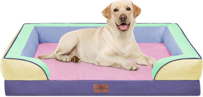 Comfort Expression Orthopedic Dog Bed for Extra Large Dogs with Bolster | Waterproof Dog Couch Bed with Washable Cover & Non-Slip Bottom, Supportive Egg Crate Foam XL Pet Bed, 42X30 Inch39