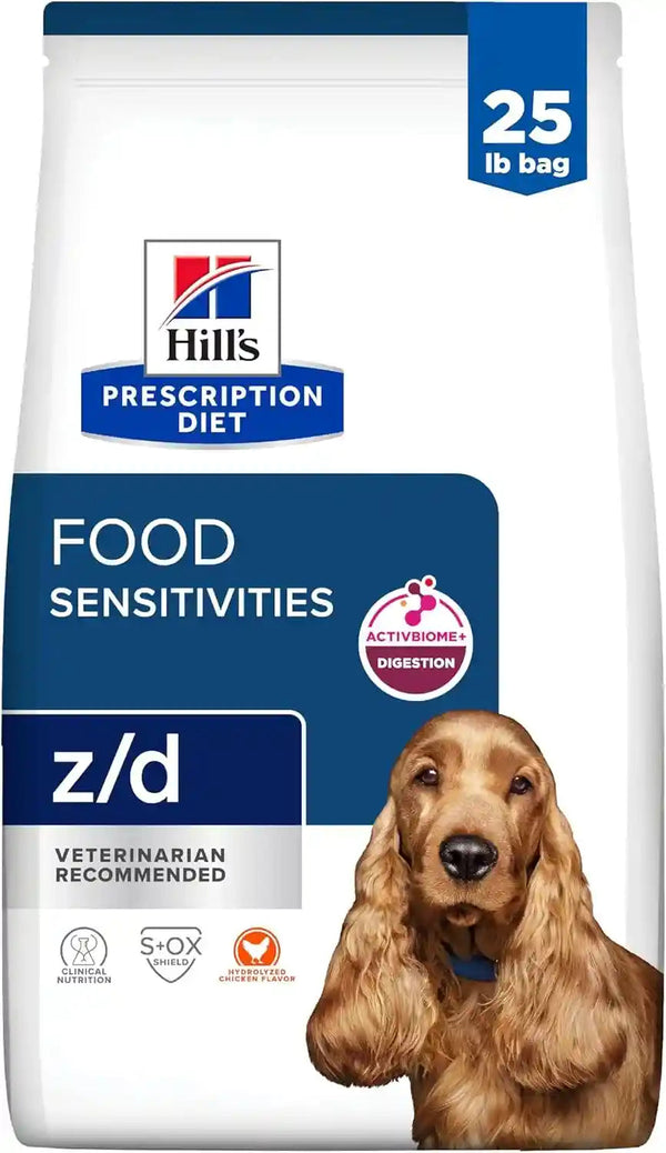 HILL'S PRESCRIPTION DIET Z/D Skin/Food Sensitivities Dry Dog Food | #1 Veterinarian Recommended, Hydrolyzed Chicken Recipe, 25 Lb. Bag1
