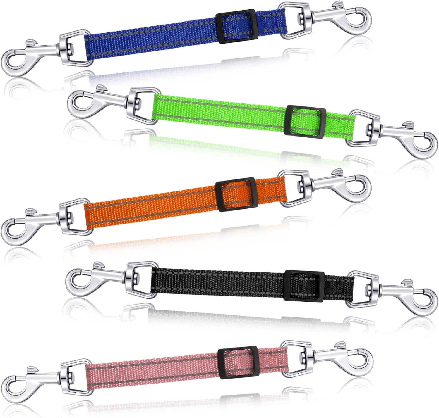 saintrygo-5-pcs-safety-dog-collar-clips-prong-collar-backup-clips-adjustable-reflective-nylon-harness-connector-metal-double-ended-backup-clasp-for-harness-petbright-color
