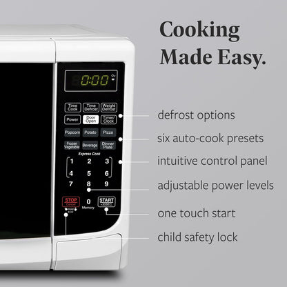 0.7 Cu. Ft. Countertop Microwave Oven – 700 Watts Power, Auto Cook Settings, Defrost, Easy Clean and Child Safety Lock - White3