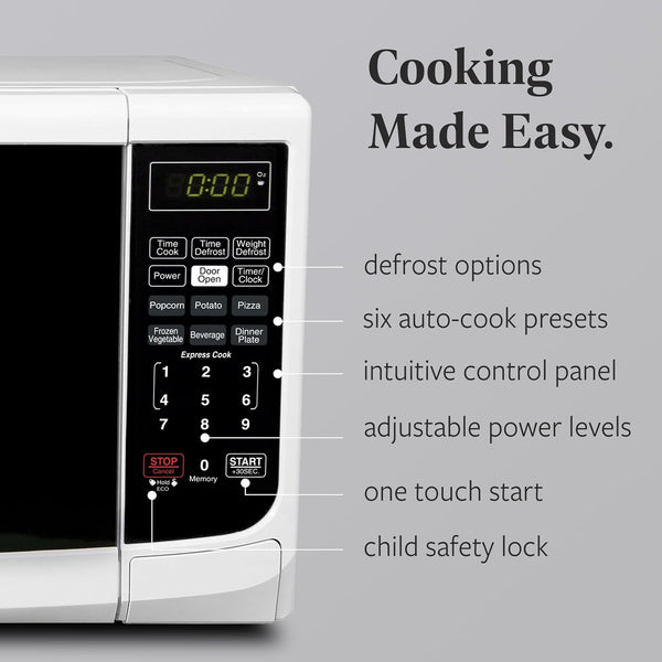 0.7 Cu. Ft. Countertop Microwave Oven – 700 Watts Power, Auto Cook Settings, Defrost, Easy Clean and Child Safety Lock - White3