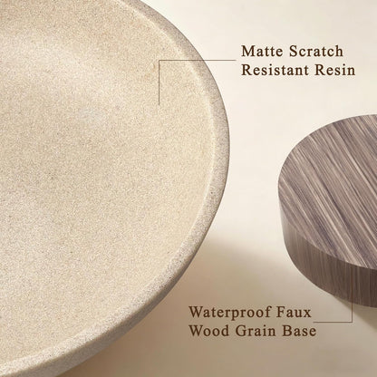 Pedestal Fruit Bowl, Decorative Resin Bowl, Faux Wood Base, Beige | Perfect for Kitchen Counters, Coffee Tables. Use as a Fruit Bowl, Centerpiece, or Catch-All for Everyday Essentials8