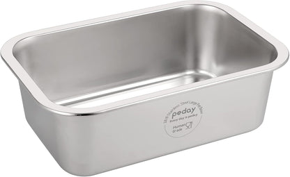 PEDAY 1.2 Gallon Large Dog Water Bowl | 18/8 Human Grade Stainless Steel - Silver Classic8