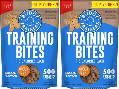 Buddy Biscuits Trainers Training Bites Soft & Chewy Dog Treats, Bacon, 10 Oz. Pouch12