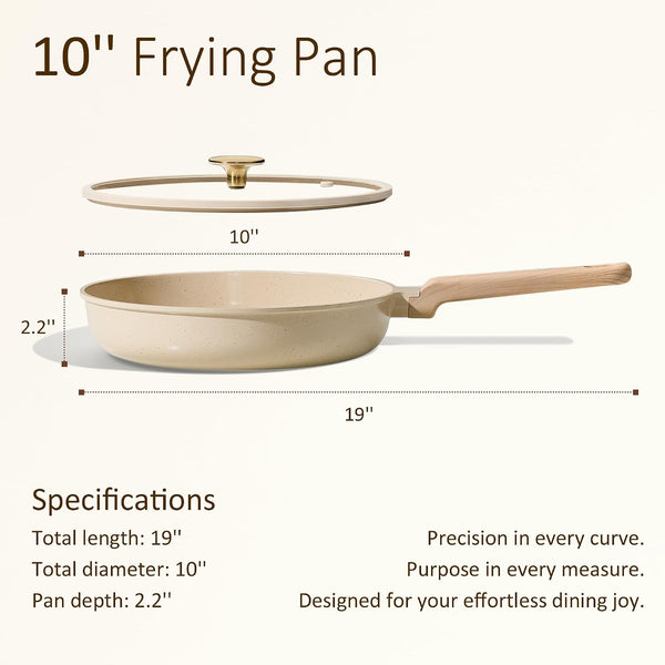 10 Inch Ceramic Nonstick Frying Pan with Glass Lid | Kitchen Non-Toxic PTFE & PFOA Free Skillet, Compatible with Induction, Gas Cooktops, Easy to Clean2