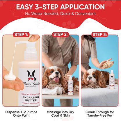 Warren London Hydrating Butter Leave in Pet Conditioner for Dogs | Lotion for Skin and Coat | Aloe Puppy & Dog Conditioner for Hair Detangler, Dry Skin, & Pet Fur Dandruff | Made in USA | Guava 8Oz4