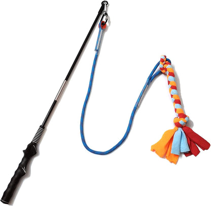 Interactive Flirt Pole Toy for Dogs Chase,Outdoor Exercise,Agility Training | Durable Teaser Wand with Pet Fleece Rope Tether Lure,For Small Medium Large Breeds High Energy Dogs Herding and Tug of War1