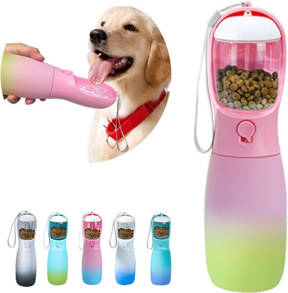 2-In-1 Dog Water Bottle Portable, Food Grade Travel Dog Bowls with Food Container, 19Oz Dog Water Bowl Dispenser, Hiking Essentials, Puppy Stuff Dogs Accessories Girl Boy (Blue)10