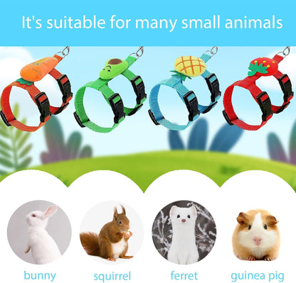 4 Sets Adjustable Bunny Rabbit Harness and Leash Set Small Pet Cute Vest Harness Leash Ferret Harness Guinea Pig Harness Ferret Leash with Decorations for Bunny Kitten Puppy, Small Pets5