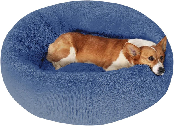 JOLLYVOGUE Small Dog Bed, Calming Soft Anti-Anxiety Donut Cat Bed, Washable round Fluffy Cushion for Small and Medium Pets (20")20