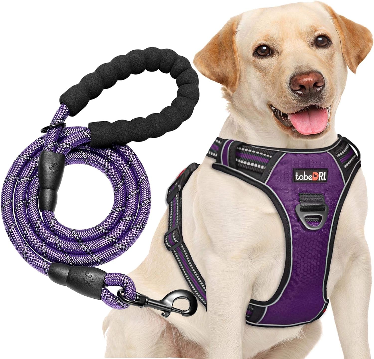 tobedri-no-pull-dog-harness-adjustable-reflective-oxford-easy-control-medium-large-dog-harness-with-a-free-heavy-duty-5ft-dog-leash-blue-m