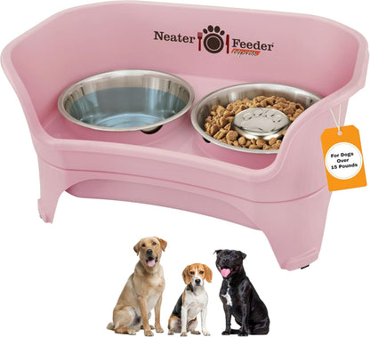 Neater Feeder Express Mess Proof Dog Bowls Elevated for Small Breeds under 15 Lb, Made in USA, No Spill Raised Dog Food Bowl Stand, Stainless Steel Food and Water Bowl Set, Feeding Station, Cappuccino17