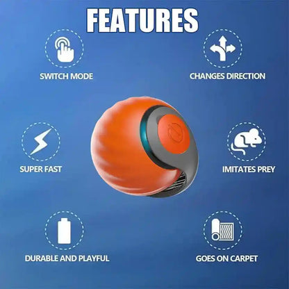 Silent Paws Interactive Cat Toys Ball,2 Packs and 4 Tails | Cat Toys for Indoor Cats - Automatic Cat Toys for Bored Indoor Adult Cats2
