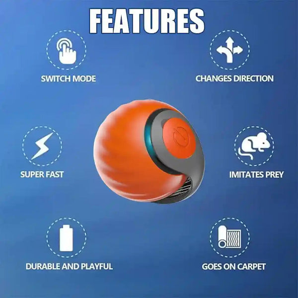 Silent Paws Interactive Cat Toys Ball,2 Packs and 4 Tails | Cat Toys for Indoor Cats - Automatic Cat Toys for Bored Indoor Adult Cats2