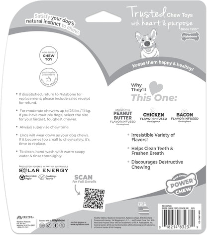 Nylabone Original Bone Power Chew Toys for Dogs, Durable & Tough Dog Toys for Aggressive Chewers, Long Lasting Chicken, Bacon, and Peanut Butter Flavor, Small - up to 25 Lbs, 1 Count | Peanut Butter, Chicken, and Bacon Flavor, Durable Dog Toys for Aggressive Chewers, Helps Clean Teeth, for Dogs up to 25 Lbs12
