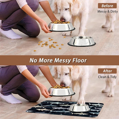 Cute Shark Dog Cat Food Mat,Absorbent Pet Feeding Mat with Rubber Backing,Non-Slip Water Bowl Placemat,Indoor Pet Accessories Supplies 12"X20"5