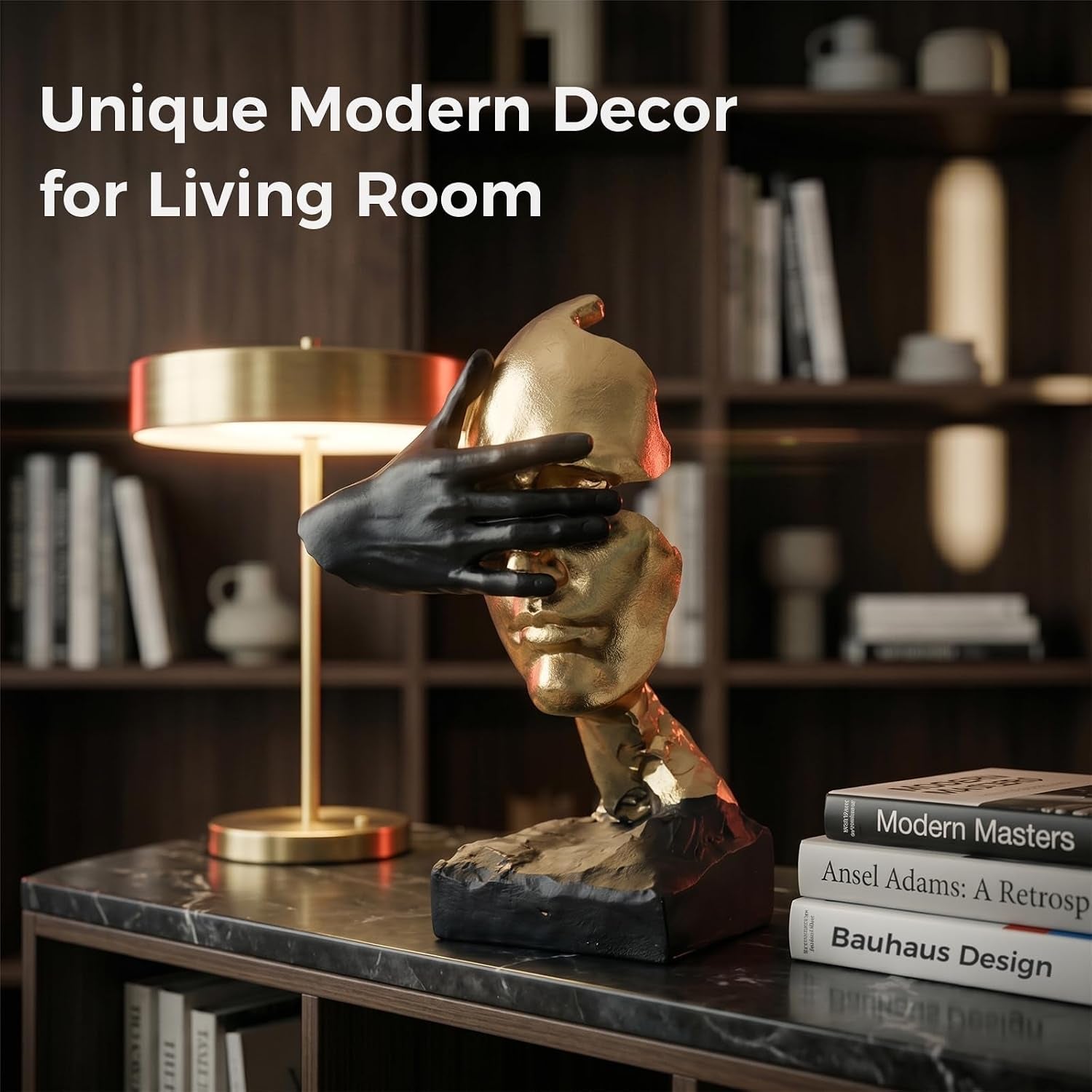 office-desk-shelf-decor-see-no-evil-gold-black-resin-bust-modern-abstract-head-sculpture-tabletop-accent-mantel-table-display-living-room-showpiece-11-8-inch-tall