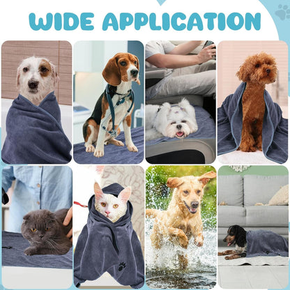 WOUSEDO Microfiber Dog Towels for Drying Dogs 2 Pack, 40'' X 23.6'' | Super Absorbent and Soft Pet Grooming Towel, Perfect Shower & Bath Supplies for Dogs(Grey)7