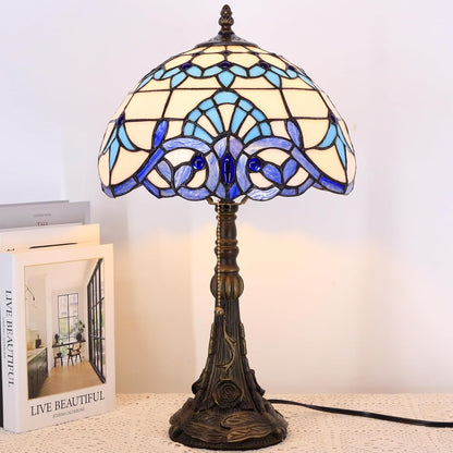 Table Lamp Base Replacement Only(E (W 6 H 19 Inch)) | Fit for 8, 10, 12 Inch Tiffany Style Stained Glass Lampshade, Dark Bronze Finish,Resin, Push Switch on Cord5
