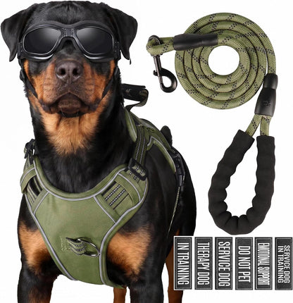 Service Dog Tactical Vest Harness and Leash Set Large Sized Dog Emotional Support- Tactical Dog Harness Training Collar with Name (Black, L)11
