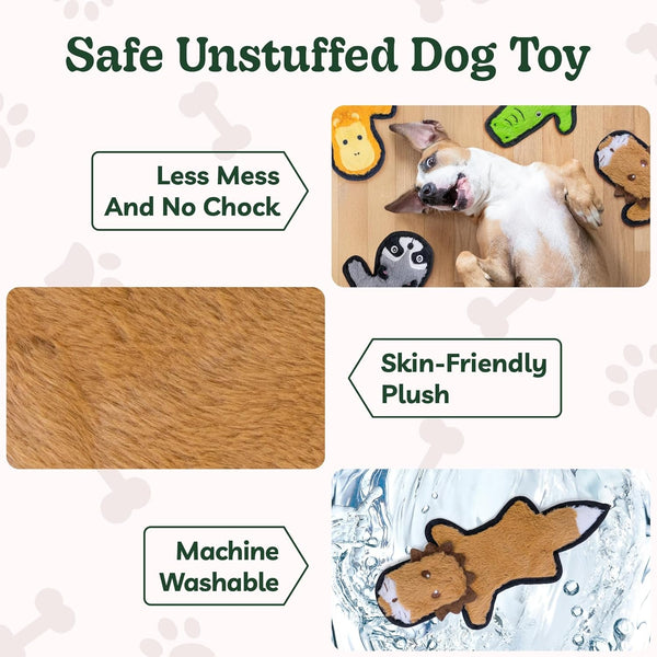 SHARLOVY No Stuffing Dog Toys Crinkle Squeaky, Long Lasting Chews for Aggressive, Durable Plush Dog Puppy Chew Toys for Teething, with 6 Tough Layers for Small Medium Large Breed-5Pack,Large4