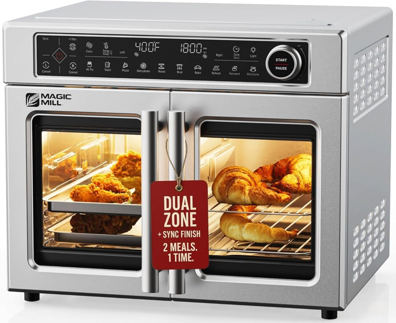 ultra-premium-dual-zone-stainless-steel-air-fryer-toaster-oven-combo-extra-large-32qt-french-door-convection-oven-with-next-gen-patent-technology-13-accessories-rotisserie-sync-finish