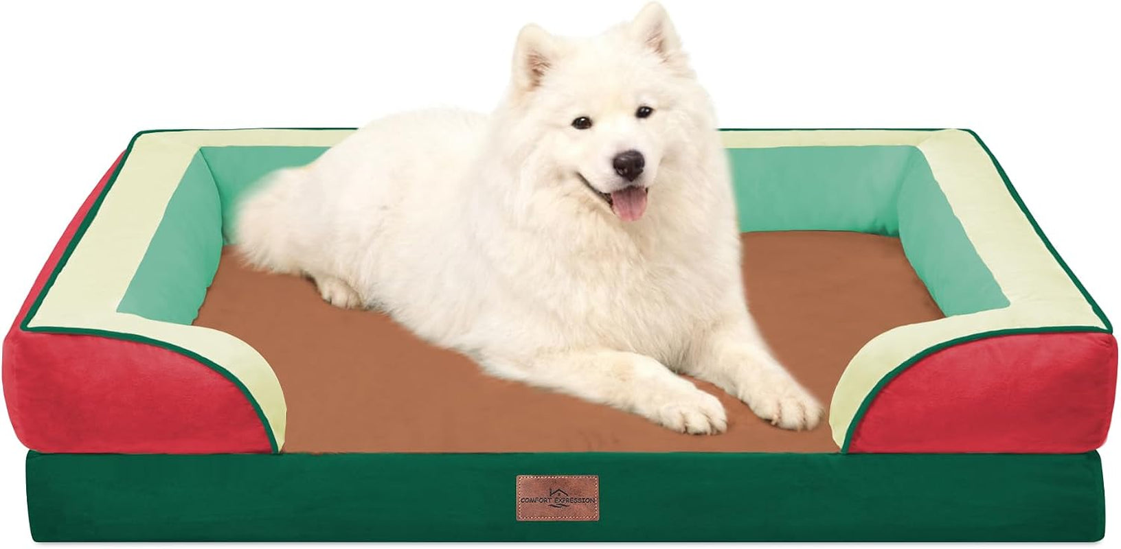 comfort-expression-orthopedic-dog-bed-for-extra-large-dogs-with-bolster-waterproof-dog-couch-bed-with-washable-cover-non-slip-bottom-supportive-egg-crate-foam-xl-pet-bed-42x30-inch