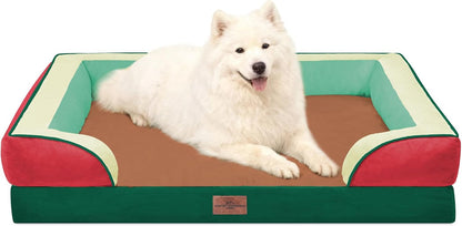 Comfort Expression Orthopedic Dog Bed for Extra Large Dogs with Bolster | Waterproof Dog Couch Bed with Washable Cover & Non-Slip Bottom, Supportive Egg Crate Foam XL Pet Bed, 42X30 Inch43