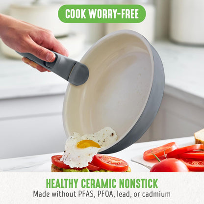 10 Piece Nonstick Pots & Pans Set, Detachable Handle & Stackable Cookware Set, Non Toxic Pfas-Free Skillets, Induction Kitchen Pans, Space Saving, Serving Bowls, Oven Safe, Graphite2