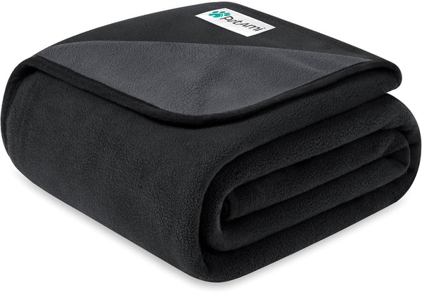 Petami Waterproof Dog Blanket for Couch, Pee Proof Reversible Cat Blanket for Sofa Bed Furniture Protector, Soft Fleece Washable Pet Throw for Dogs Cats Puppies Kittens, 40X60 Black Gray9