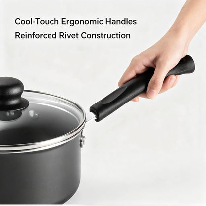 10 Piece Ceramic Nonstick Cookware Set, Patterned Interior with Tempered Glass Lids4