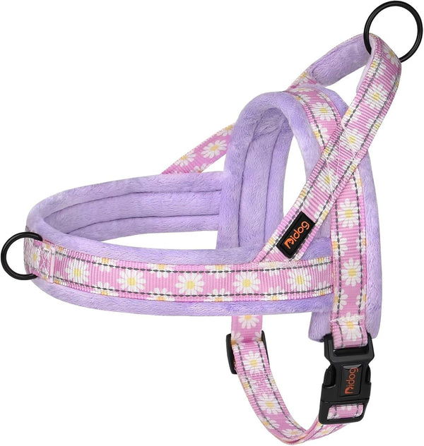Didog No Pull Dog Harness for Small Medium Dogs, Floral Print, Purple, S | Soft Flannel Padded, Quick Fit, Easy on and Off, Night Safty, Adjustable & Reflective for Walking and Training, Chest 19-22"1