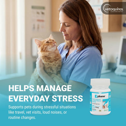 Vetoquinol Zylkene - Calming Oral Capsule for Small Cats & Dogs 11–22 Lb - for Behavior & Occasional Anxiety - Perfect for Boarding, Vet Visits & Celebrations - Non-Drowsy & Lactose-Free - 30 Capsules3