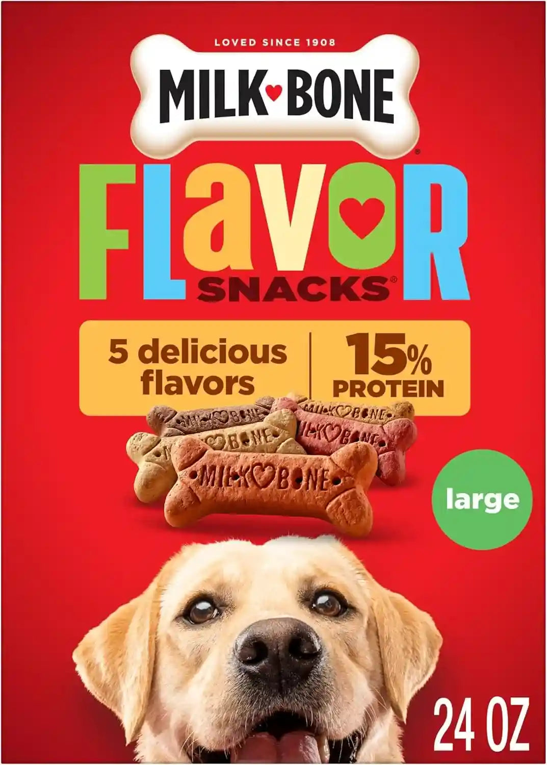 milk-bone-flavor-snacks-mini-s-dog-biscuits-flavored-crunchy-dog-treats-36-oz-canister-5-calories-per-treat-15-protein-3-flavors-per-canister-beef-chicken-bacon-naturally-artificially-flavored