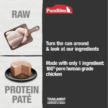 Purebites 100% Pure Chicken Pate Cat Treat | 2.5Oz Can | Only 1 Ingredient | Case of 123