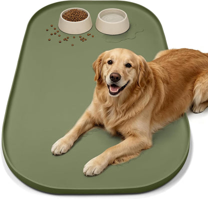 SMILOOL Waterproof Silicone Pet Food Mat with Raised Edge for Dog & Cat | 19" X 12" Non-Slip Pet Feeding Mats with Lip for Food & Water Bowl, Food Grade, Easy Cleaning, Dark Gray9