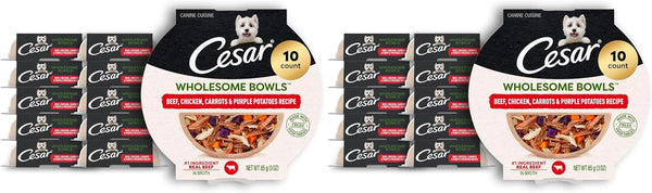 Cesar Wholesome Bowls Wet Dog Food, Chicken Recipe, 3 Oz, 10 Count | Real Chicken #1 Ingredient, Slow-Cooked, 7 Key Ingredients, No By-Products or Artificial Flavors, Easy to Digest16