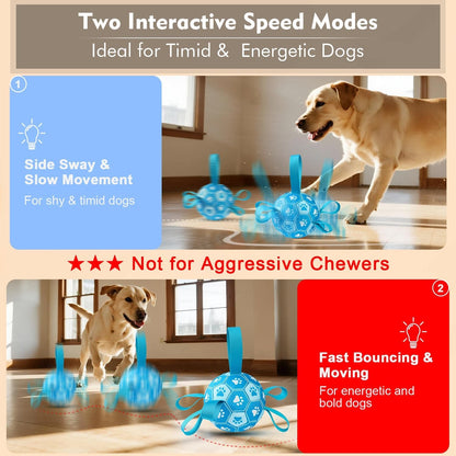 Interactive Dog Toys Dog Soccer Ball to Keep Them Busy,Durable Automatic Moving Jumping Dog Balls with Straps for Small/Medium/Large Dogs, USB Rechargeable,Not for Aggressive Chewers (Blue)2