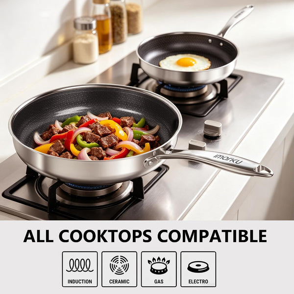 8, 10 and 12-Inch Non Stick Frying Pans with Lids, Ceramic Coating | 6-Piece Stainless Steel Cookware Set for Home Cooking, Dishwasher Friendly, Oven Safe, Induction Ready, for Men and Women4