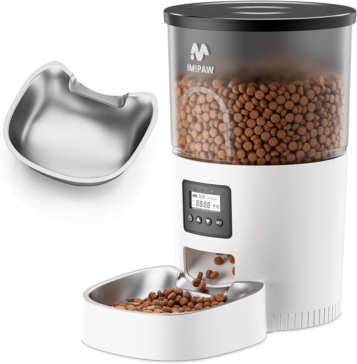 imipaw-automatic-cat-feeders-timed-cat-dry-food-dispenser-with-desiccant-bag-dual-power-supply-programmable-portion-size-6-meals-20-portions-per-day-auto-pet-feeder-for-cats-and-small-dog-white