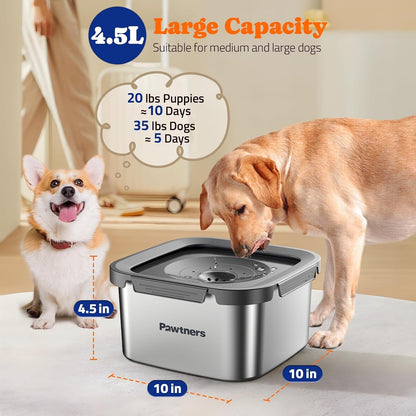 Pawtners Stainless Steel Dog Water Bowl No Spill, 152Oz/4.5L, Grey | Slow Water Bowl for Dog with Filter, Non-Slip Base, No Splash Water Bowl for Medium Large Messy Drinkers3