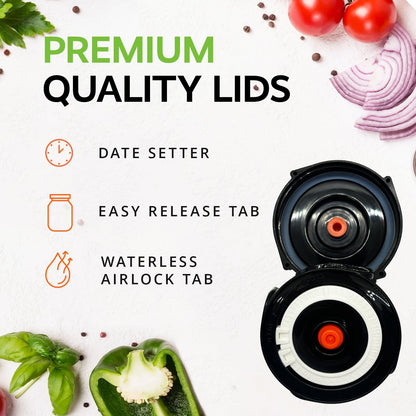 Home Fermentation Kit with 4 Wide Mouth Fermenting Lids with Airlocks, Oxygen Extraction Pump, Ideal for Sauerkraut, Kimchi, Pickles & Fermented Vegetable4