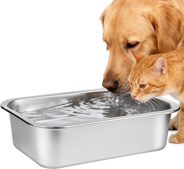 Ohtomber 1.25 Gallons Stainless Steel Dog Bowl, Big Pet Water & Food Bowl | No Spilling, Outdoor Feeder Dish Plate, for Indoor & Outdoor Feeding, Fits Big & Extra Large Dogs, Cats & All Pets9