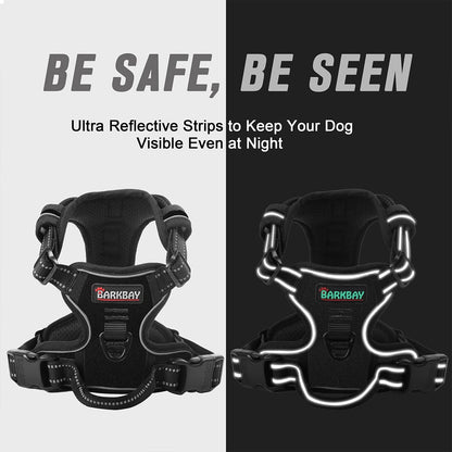 BARKBAY No Pull Dog Harness Front Clip Heavy Duty Reflective Easy Control Handle for Large Dog Walking(Black,L)5