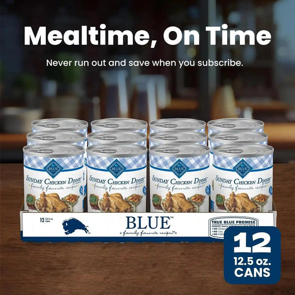Blue Buffalo Family Favorite Recipes Sunday Chicken Dinner in Gravy Natural Wet Dog Food for Adult Dogs, Grain-Free Recipe with Natural Ingredients, Vitamins & Minerals, 12.5-Oz. Can (12 Count)12