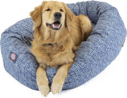 Majestic Pet 40 Inch Bagel Calming Dog Bed Washable – Cozy Soft round Dog Bed with Spine Support for Dogs to Rest Their Head - Fluffy Donut Dog Bed 40X29X9 (Inch) - round Pet Bed Large – Blue22